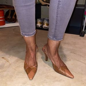 Bandolino Brown Kitten Heel Slingbacks 2 inch heel size 7 Women